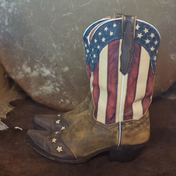 DAN POST DP3586 Liberty American Flag leather cowgirl western boots snip toe 9.5 - Picture 4 of 16